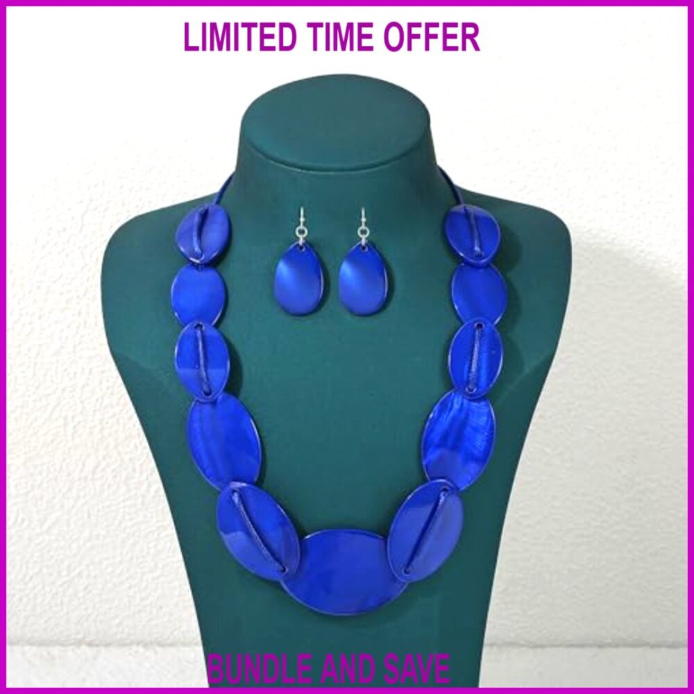 Large Chunky Geometric Statement Necklace Earring… - image 3